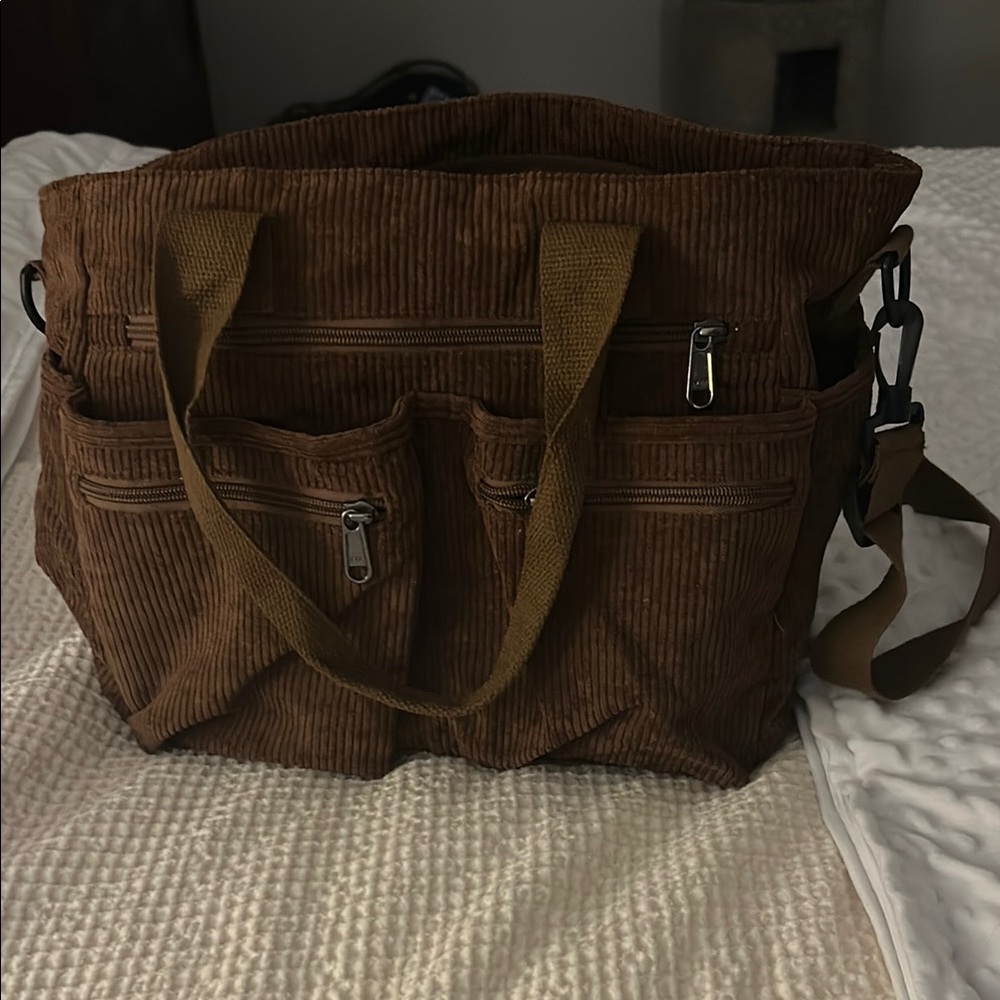 Brown Corduroy Messenger Bag